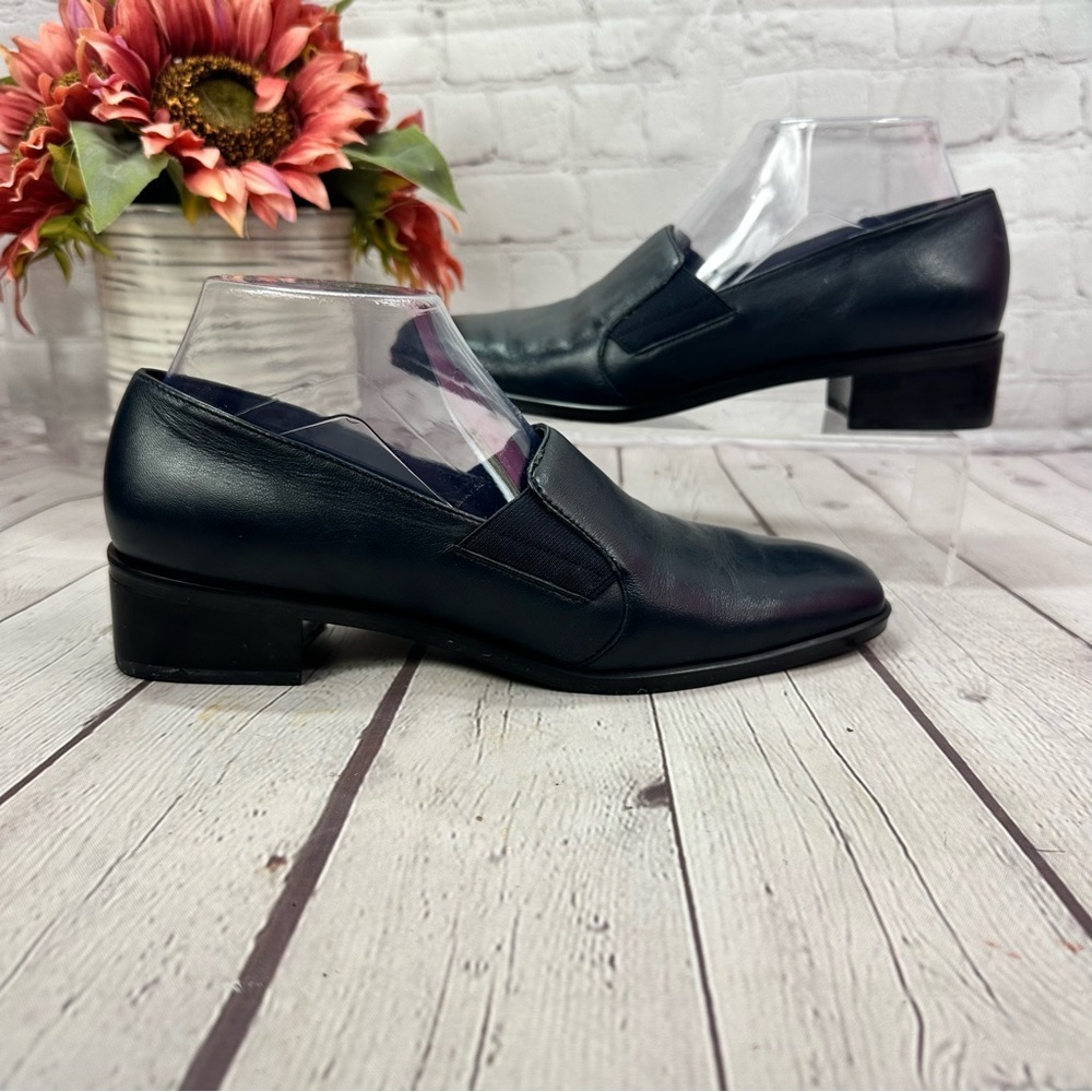 trotters ash navy Leather slip-on Loafer womens 9 N minimalist office classic